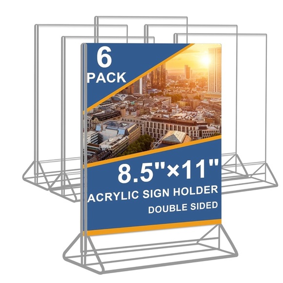 6 Pack Acrylic Sign Holder 8.5x11” double sided - Picture 1 of 2